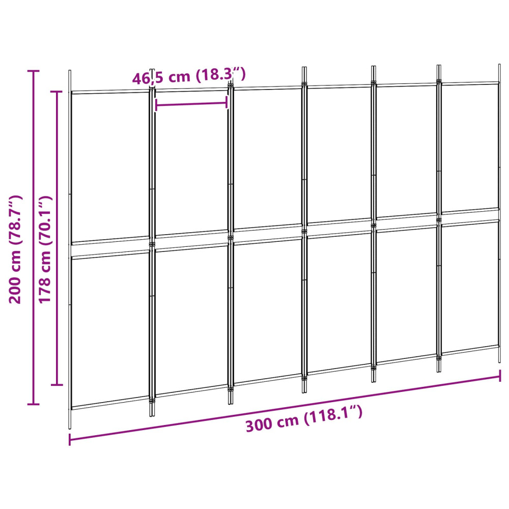 Produktbild för 6-panelers rumsavdelare Beige 300 x 200 cm Tyg