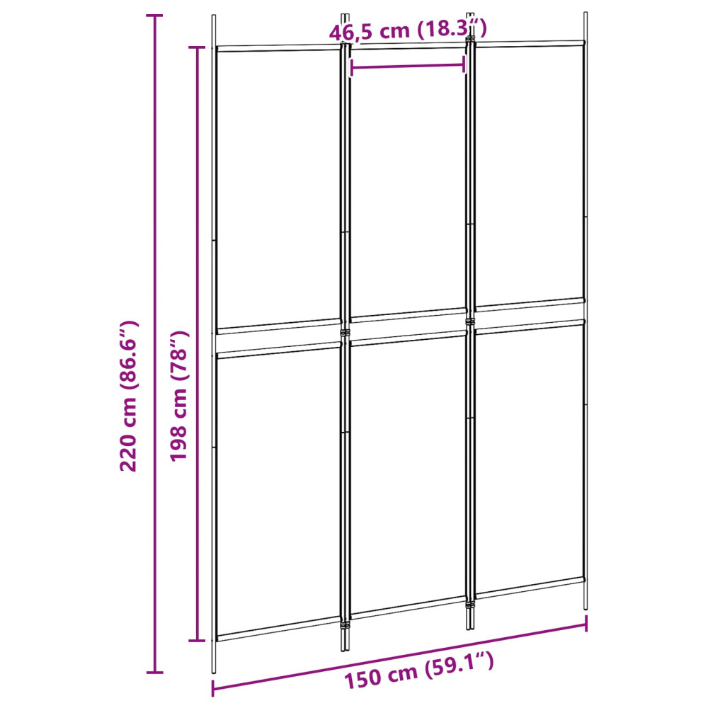 Produktbild för 3-panelers rumsavdelare Beige 150 x 220 cm Tyg