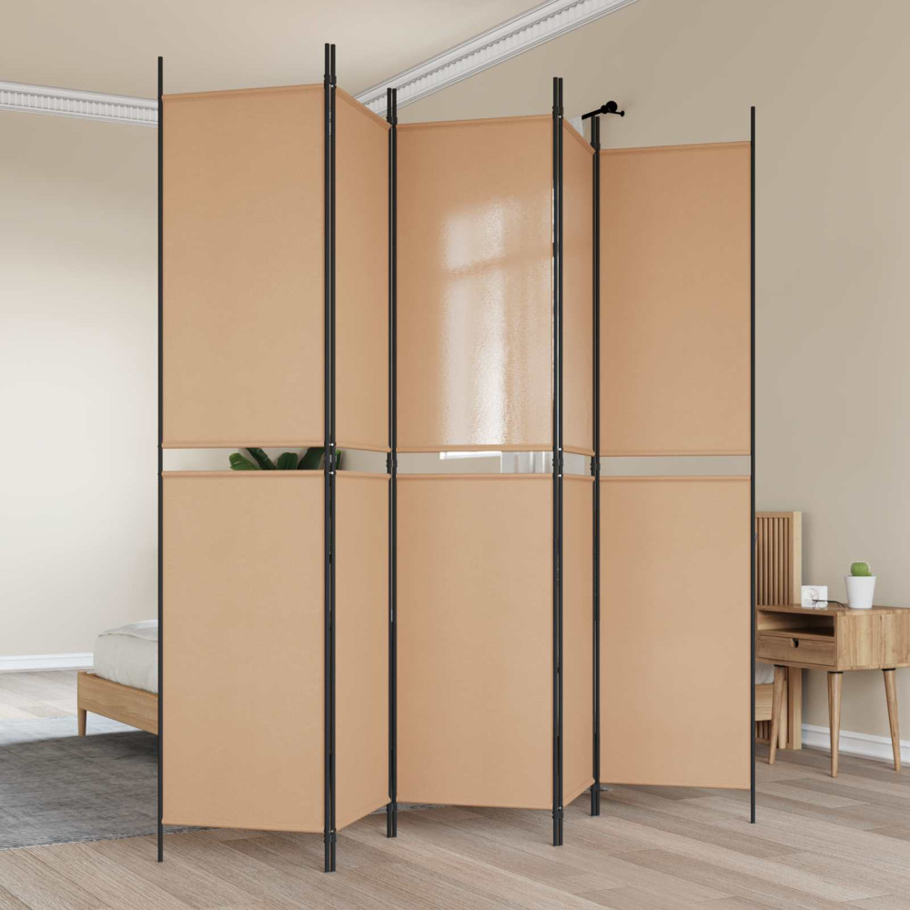 Produktbild för 5-panel rumsavskiljare Beige 250 x 220 cm Tyg