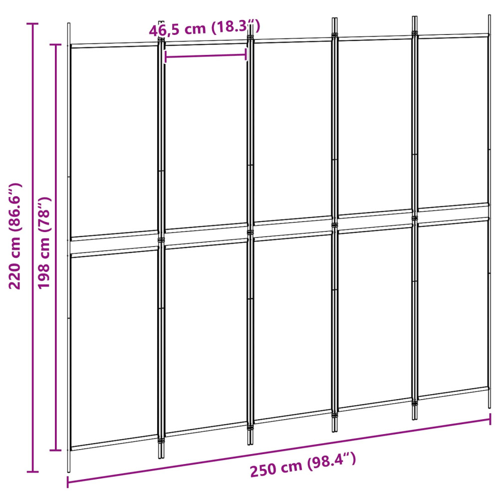 Produktbild för 5-panel rumsavskiljare Beige 250 x 220 cm Tyg