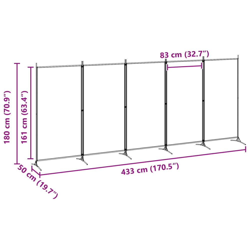 Produktbild för 5-panel rumsavskiljare Beige 433 x 180 cm Tyg