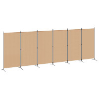 Produktbild för 6-panelers rumsavdelare Beige 520 x 180 cm Tyg
