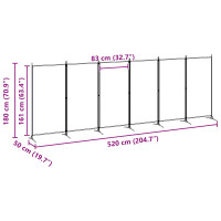 Produktbild för 6-panelers rumsavdelare Beige 520 x 180 cm Tyg
