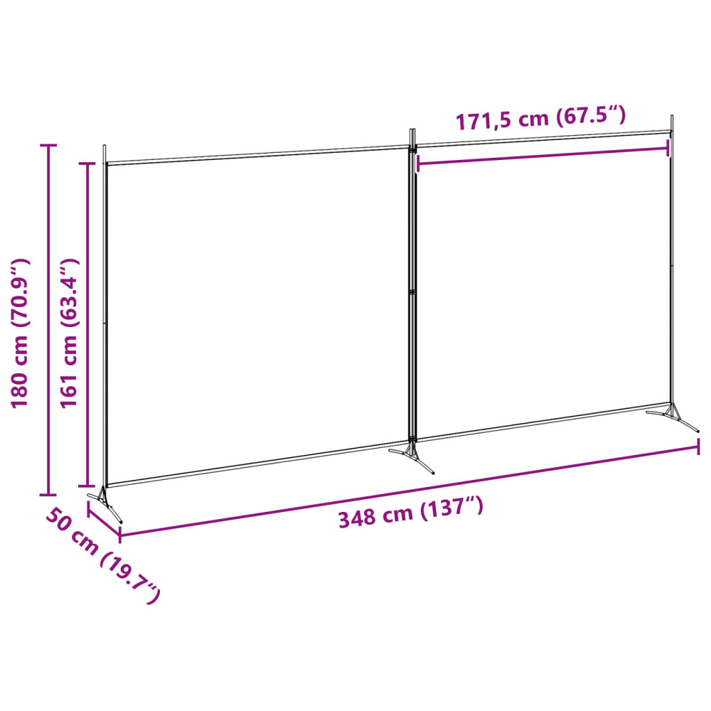Produktbild för 2-Panel Rumsavskiljare Beige 348 x 180 cm Tyg
