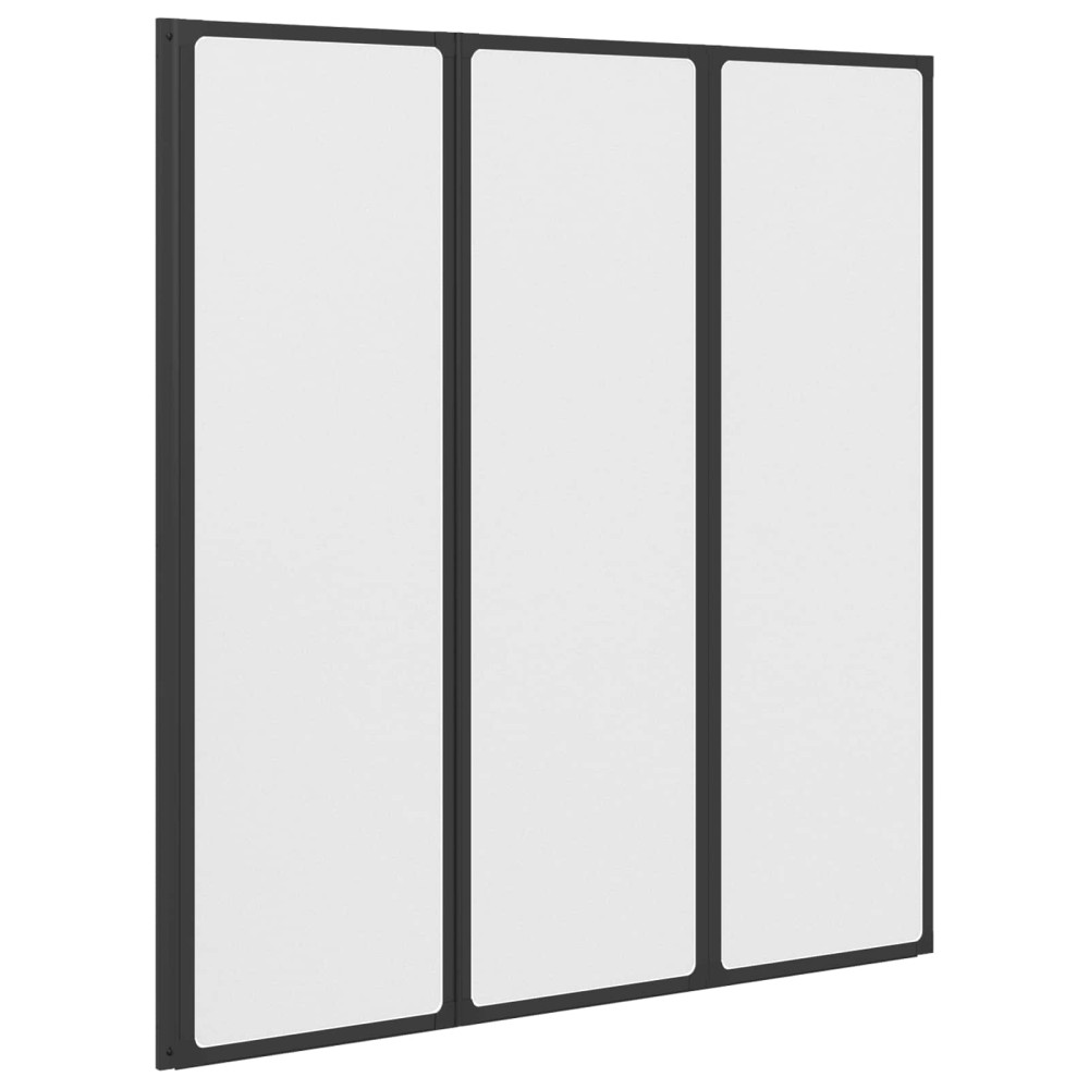 Produktbild för Fällbar duschvägg Svart och Full Frost 132 x 2 x 140 cm
