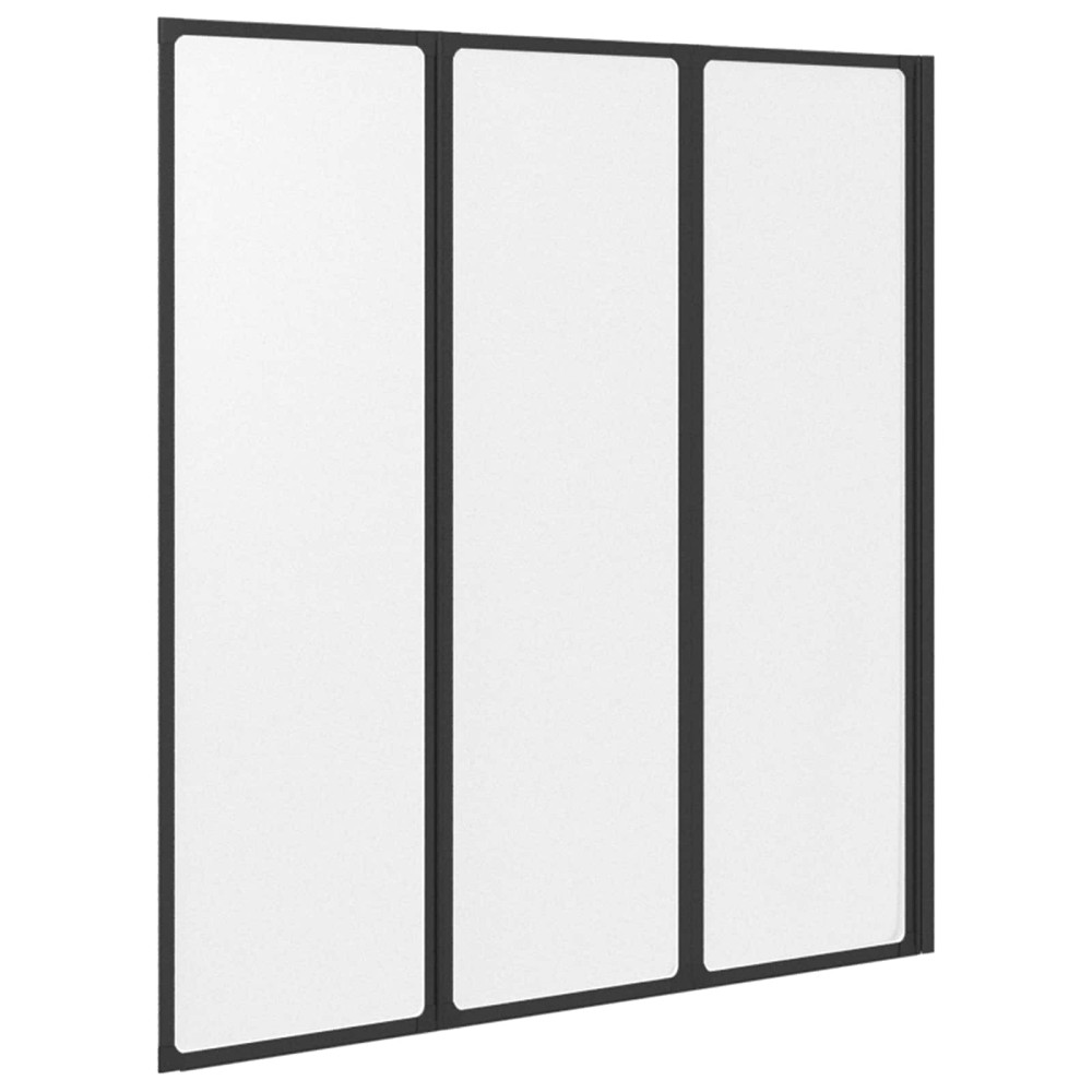 Produktbild för Fällbar duschvägg Svart och Full Frost 132 x 2 x 140 cm