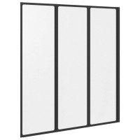 Produktbild för Fällbar duschvägg Svart och Full Frost 132 x 2 x 140 cm