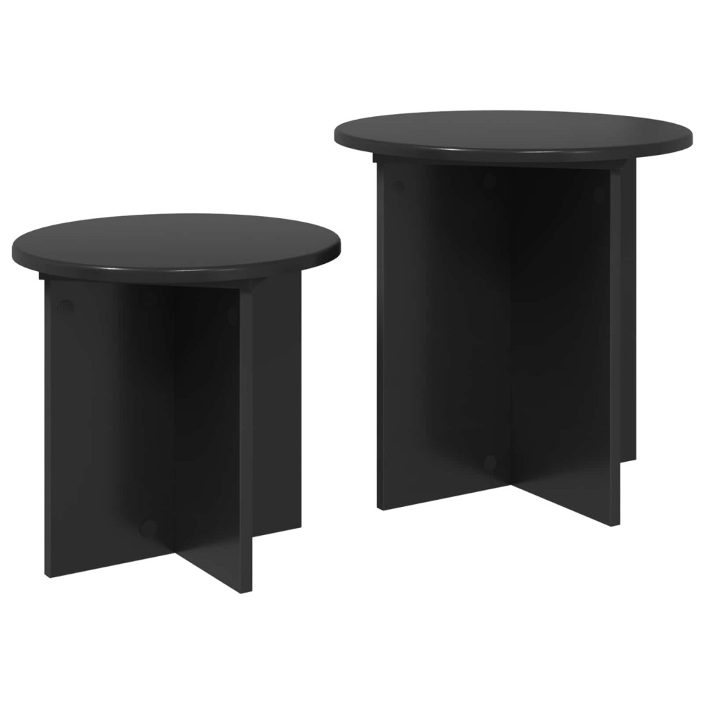 Produktbild för Sidobordsset med lagring 2 pcs Svart ek Konstruerat trä