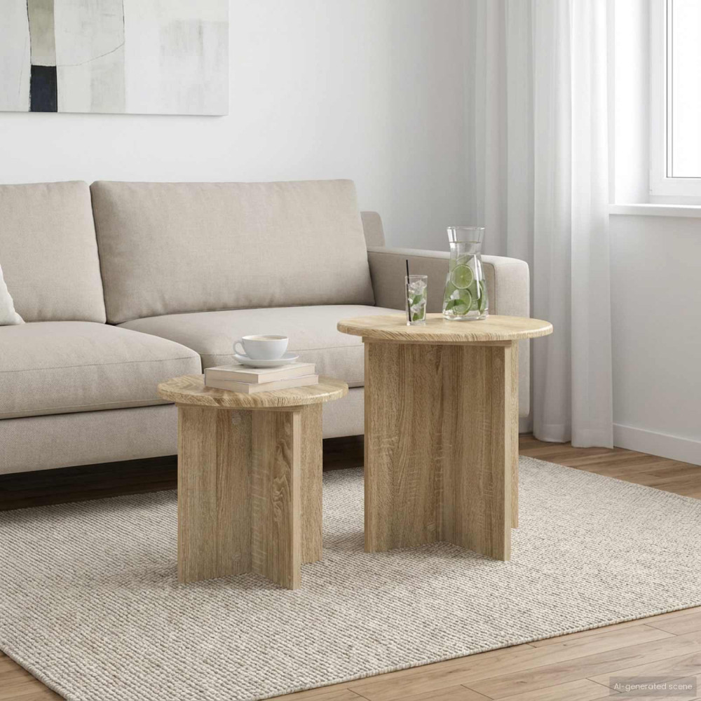 Produktbild för Sidobordsset med lagring 2 pcs Sonoma-ek Konstruerat trä