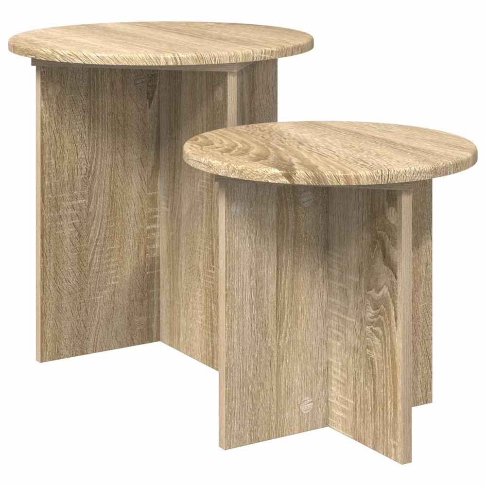 Produktbild för Sidobordsset med lagring 2 pcs Sonoma-ek Konstruerat trä