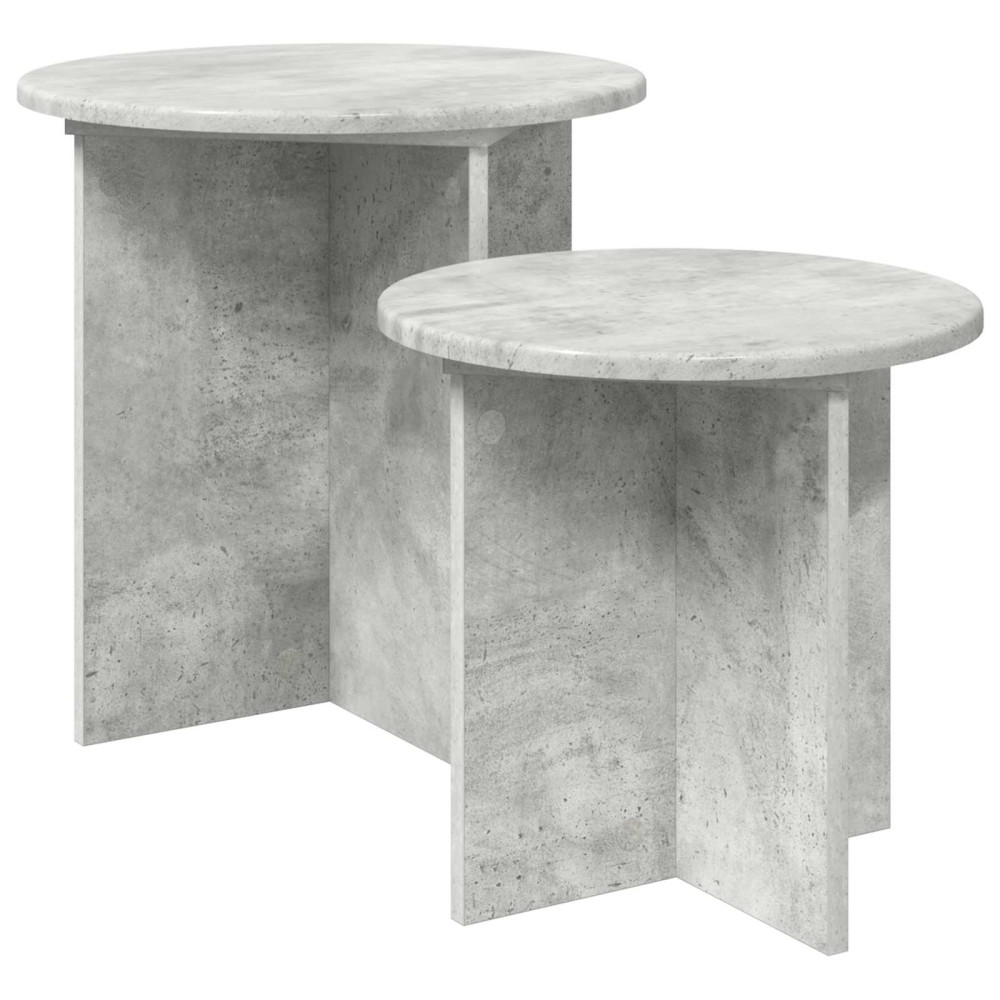 Produktbild för Sidobordsset med lagring 2 pcs Betonggrå Konstruerat trä