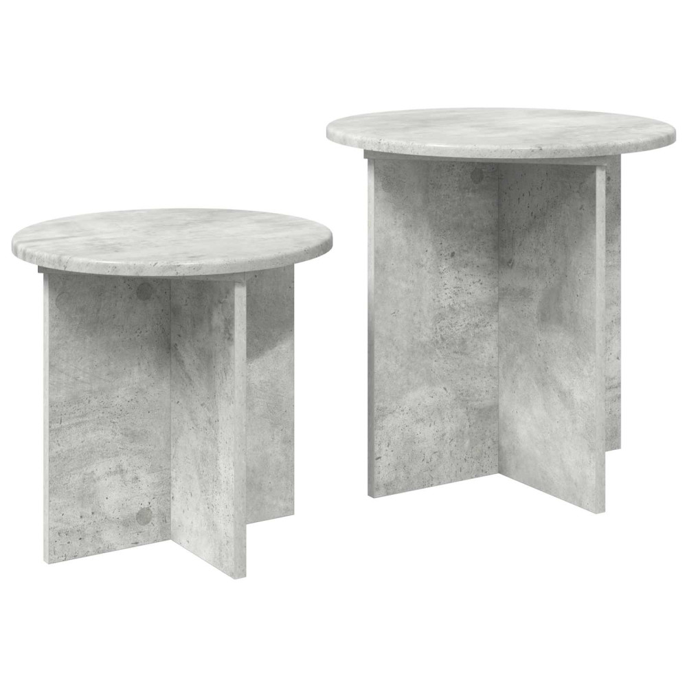 Produktbild för Sidobordsset med lagring 2 pcs Betonggrå Konstruerat trä