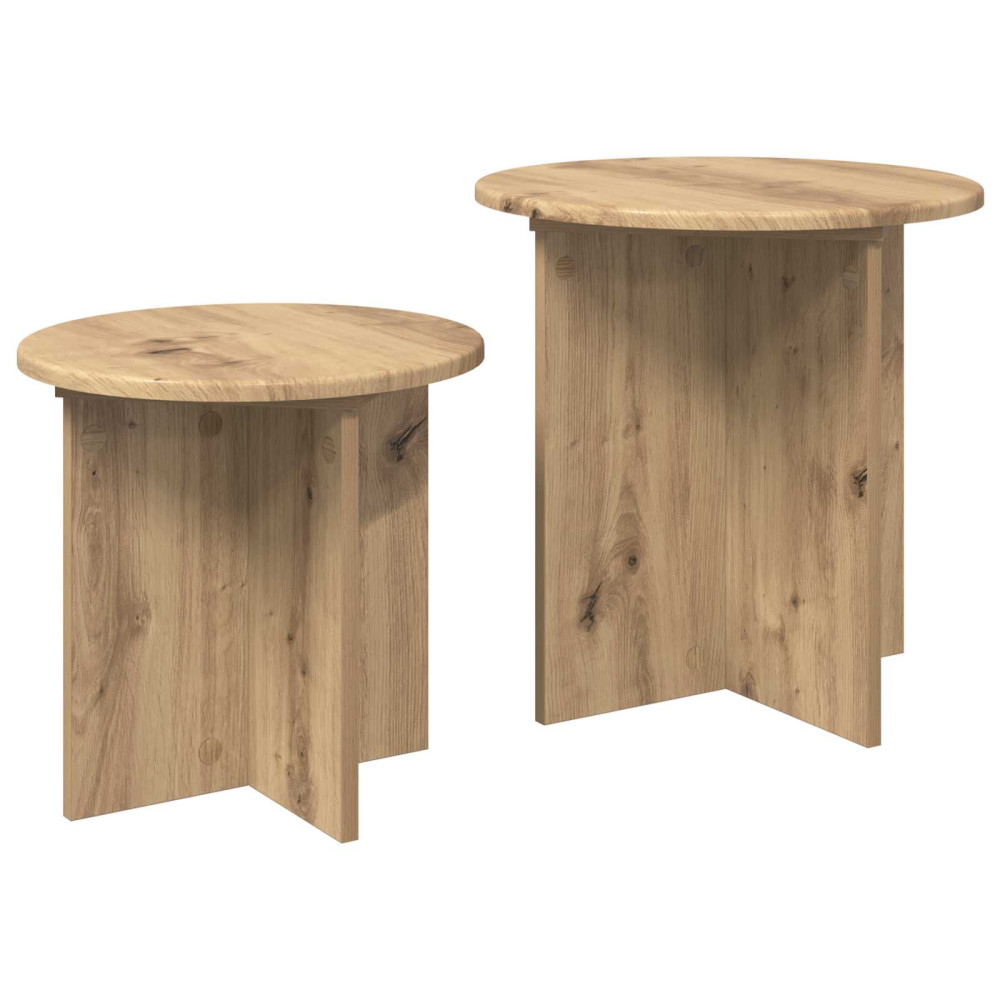 Produktbild för Sidobordsset med lagring 2 pcs Artisan-ek Konstruerat trä