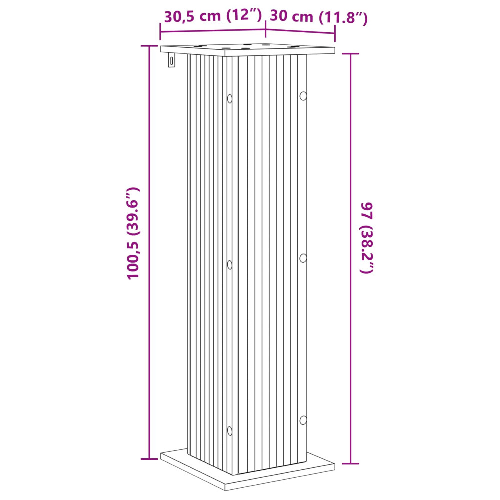 Produktbild för Växtställ Svart 30,5 x 30 x 100,5 cm Konstruerat trä