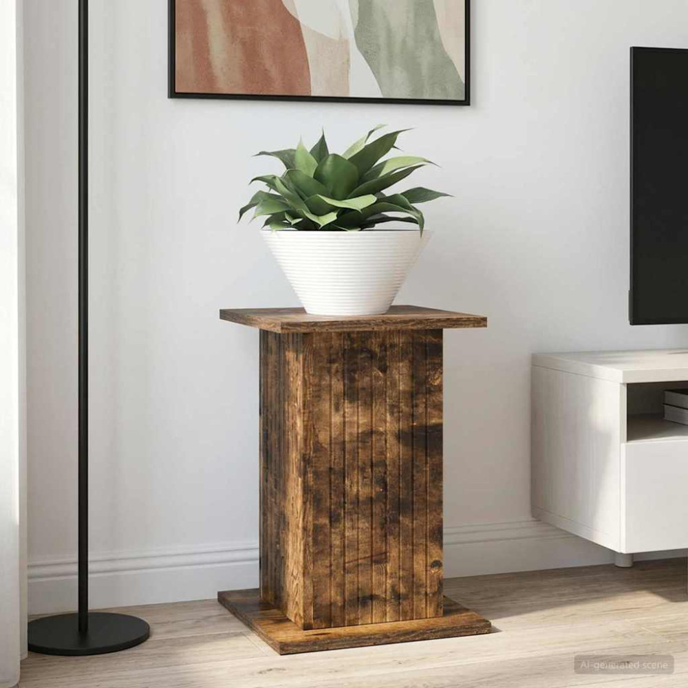 Produktbild för Växtställ Rökt ek 30,5 x 30 x 43 cm Konstruerat trä