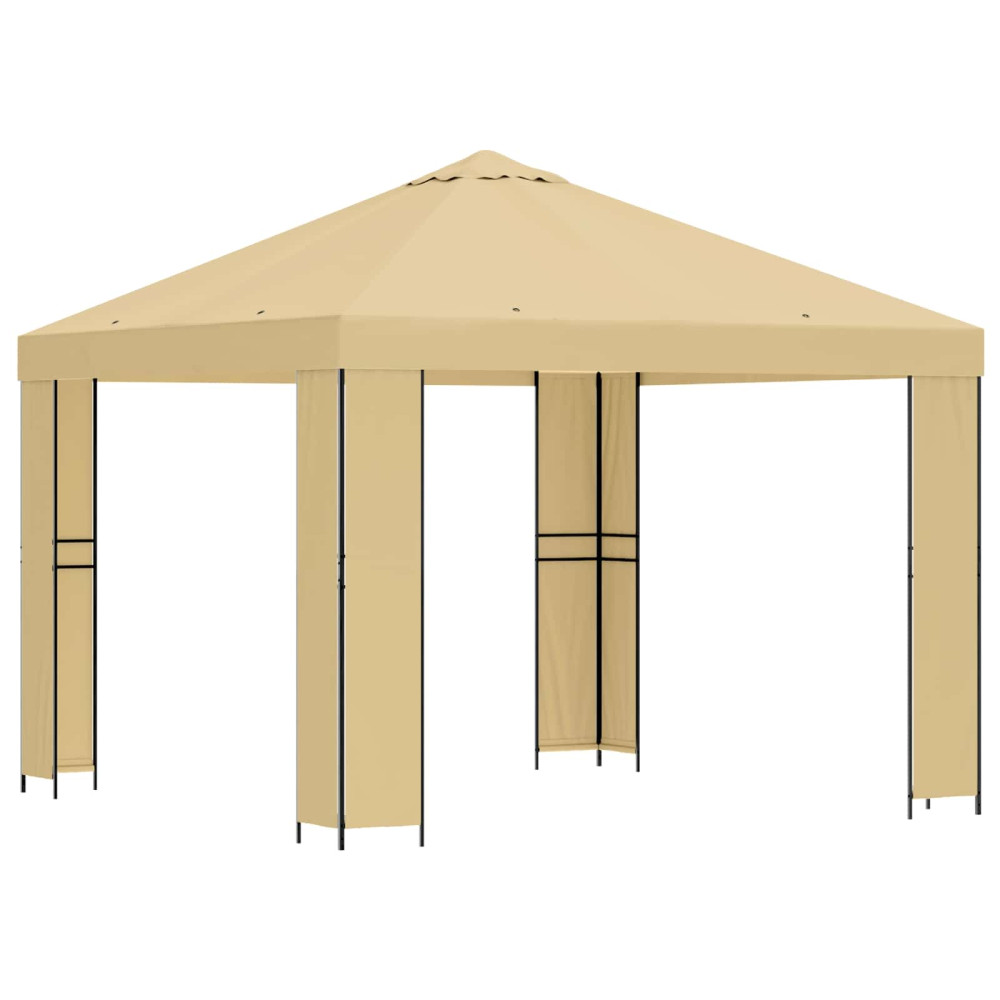 Produktbild för Paviljong 3 x 3 m Gräddvit Polyester och Stål 190 gsm