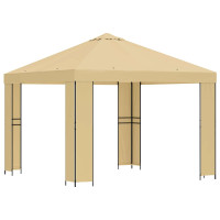 Produktbild för Paviljong 3 x 3 m Gräddvit Polyester och Stål 190 gsm