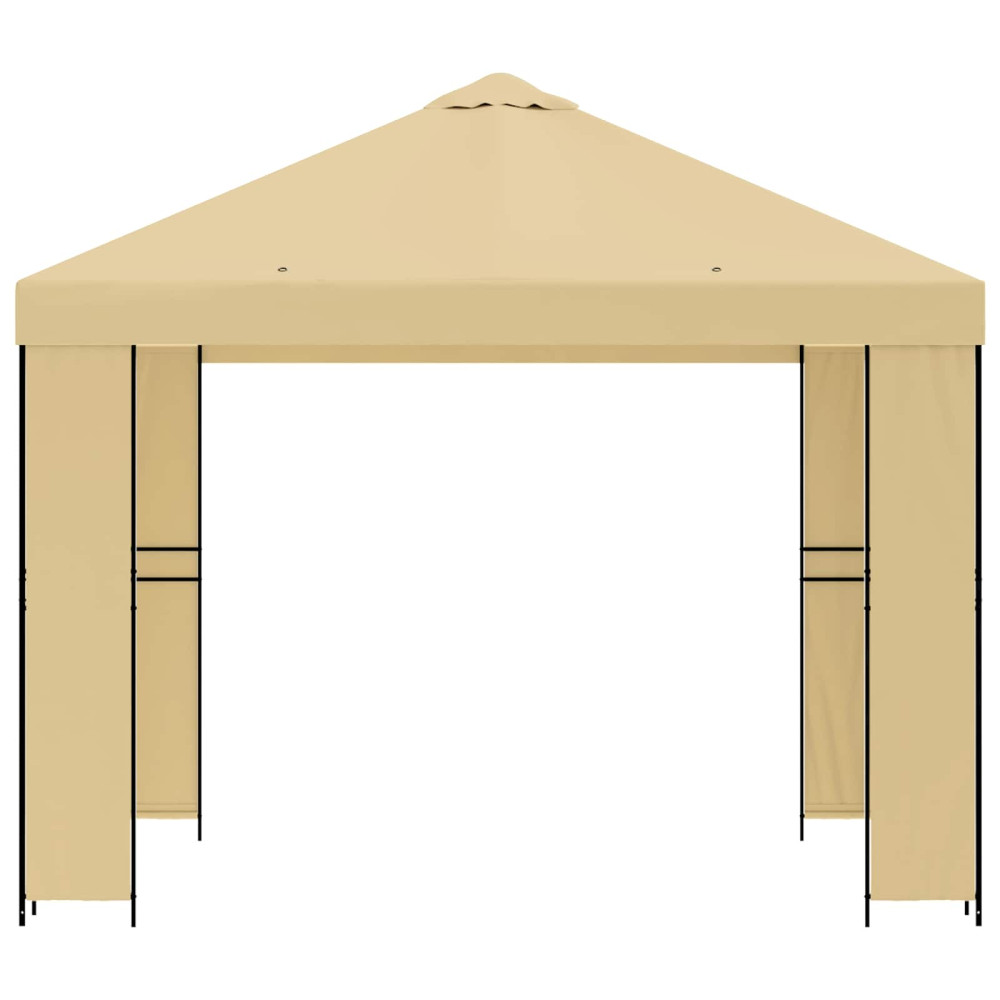 Produktbild för Paviljong 3 x 3 m Gräddvit Polyester och Stål 190 gsm