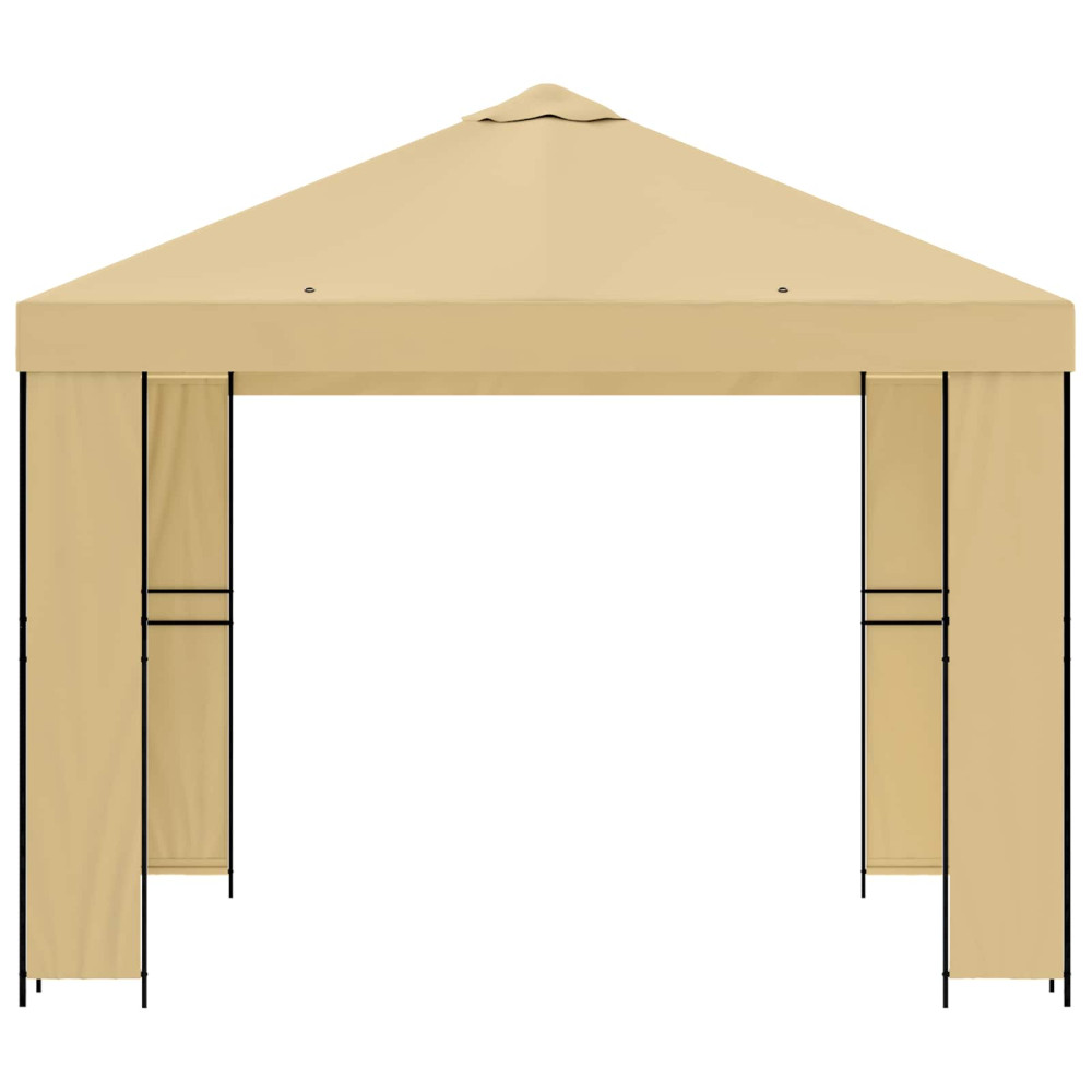 Produktbild för Paviljong 3 x 3 m Gräddvit Polyester och Stål 190 gsm
