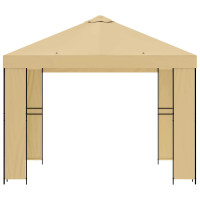 Produktbild för Paviljong 3 x 3 m Gräddvit Polyester och Stål 190 gsm