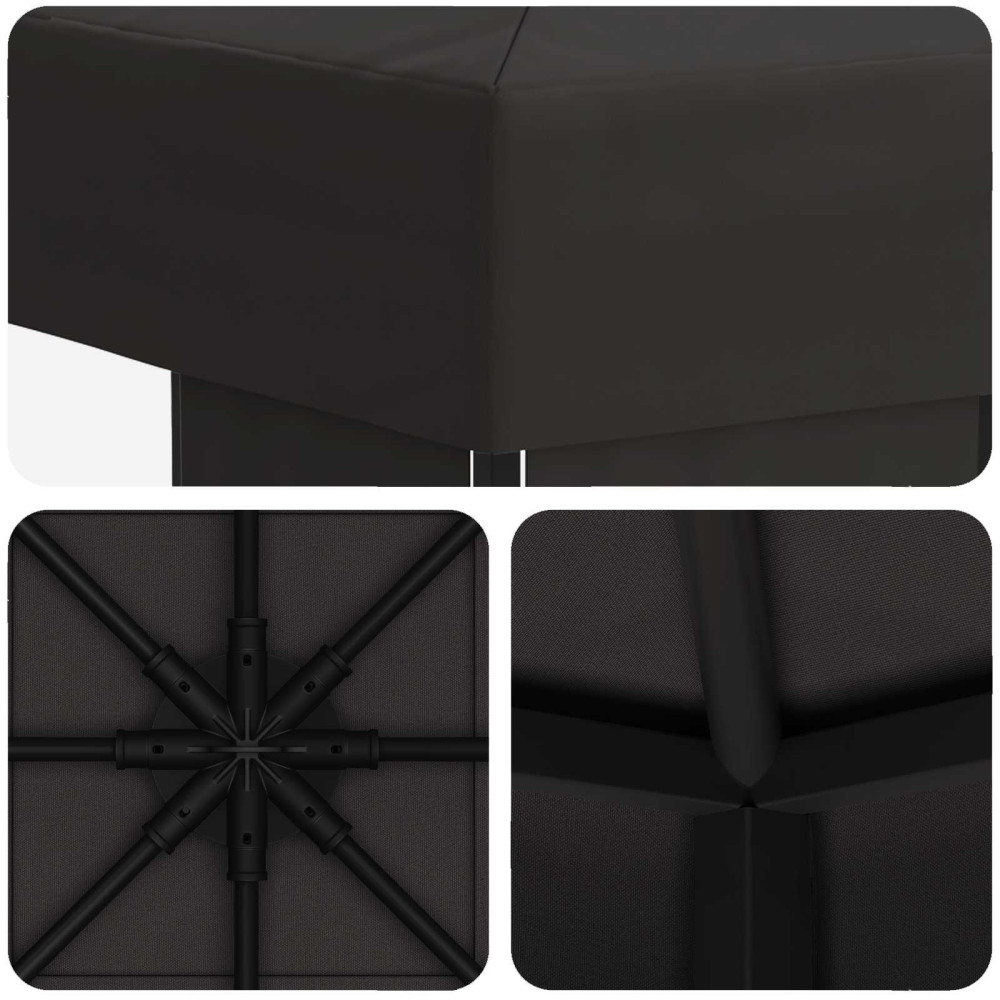 Produktbild för Paviljong 3 x 3 m Antracit Polyester och Stål 190 gsm