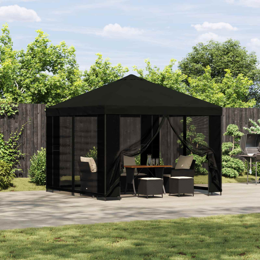 Produktbild för Paviljong 3 x 3 m Svart Polyester och Stål 190 gsm