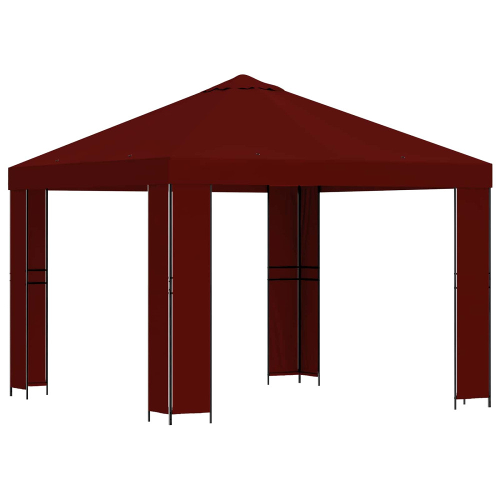 Produktbild för Paviljong 3 x 3 m Vinröd Polyester och Stål 190 gsm