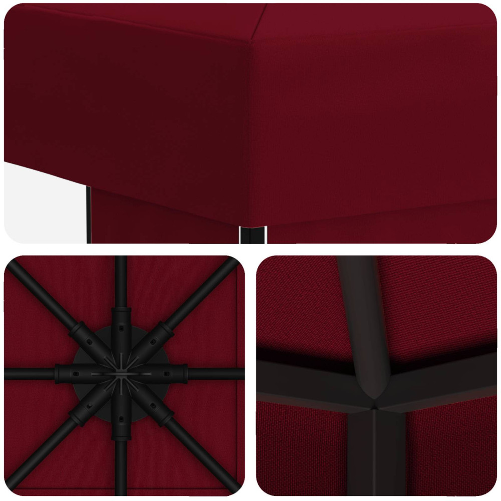 Produktbild för Paviljong 3 x 3 m Vinröd Polyester och Stål 190 gsm