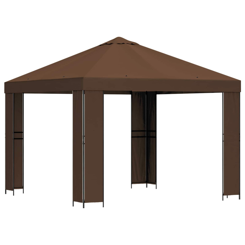 Produktbild för Paviljong 3 x 3 m Brun Polyester och Stål 190 gsm