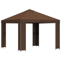 Produktbild för Paviljong 3 x 3 m Brun Polyester och Stål 190 gsm