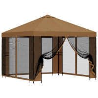 Produktbild för Trädgårdsgazebo med sidoväggar 3 x 3 m Beige Polyester och Stål