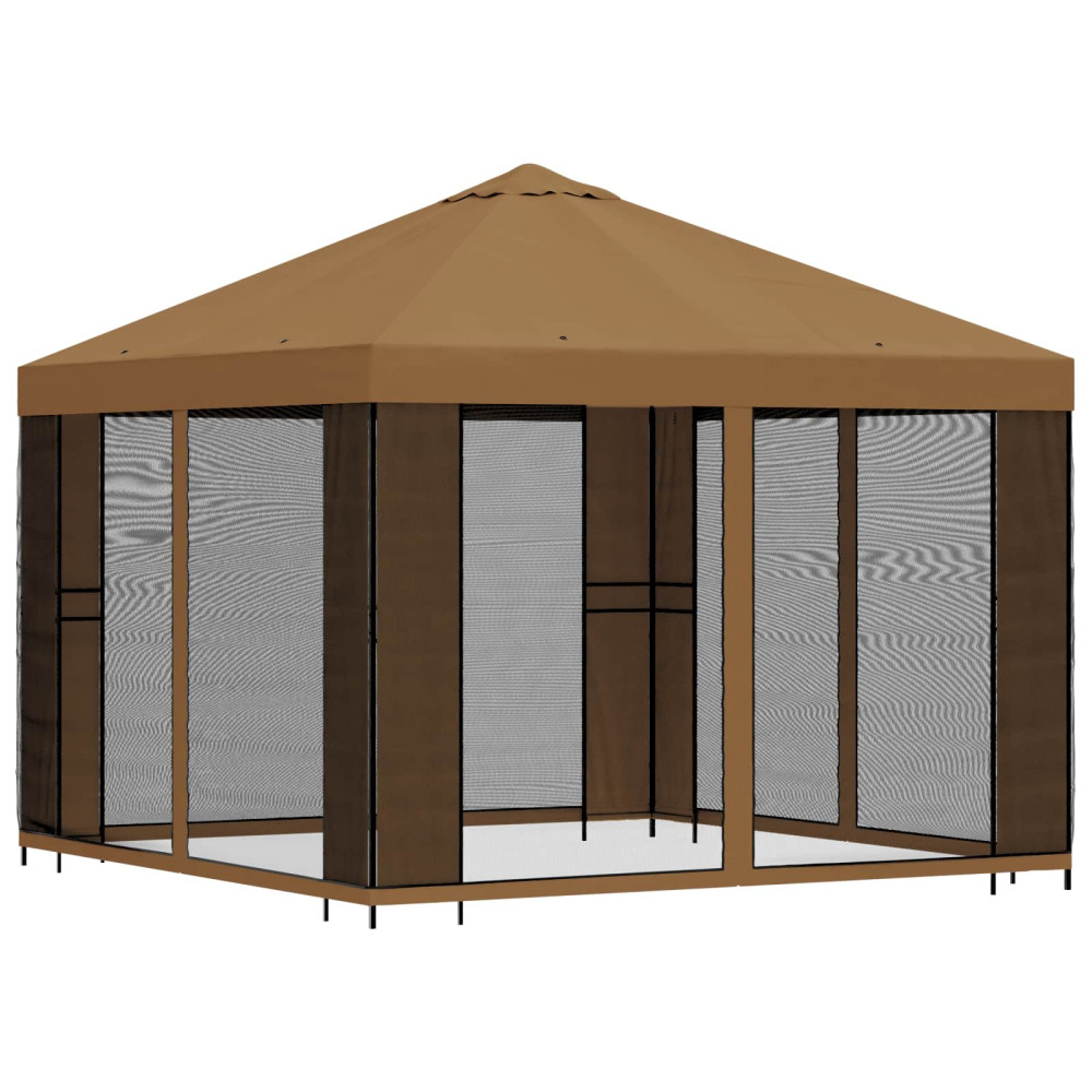 Produktbild för Trädgårdsgazebo med sidoväggar 3 x 3 m Beige Polyester och Stål