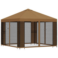 Produktbild för Trädgårdsgazebo med sidoväggar 3 x 3 m Beige Polyester och Stål
