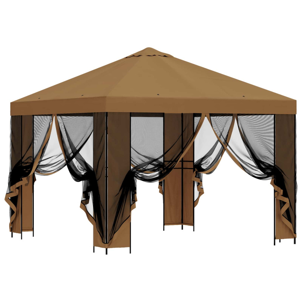 Produktbild för Trädgårdsgazebo med sidoväggar 3 x 3 m Beige Polyester och Stål