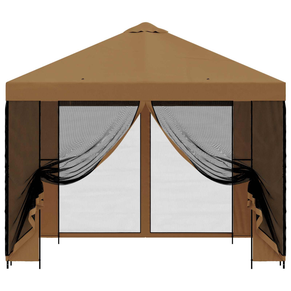 Produktbild för Trädgårdsgazebo med sidoväggar 3 x 3 m Beige Polyester och Stål