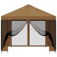 Produktbild för Trädgårdsgazebo med sidoväggar 3 x 3 m Beige Polyester och Stål