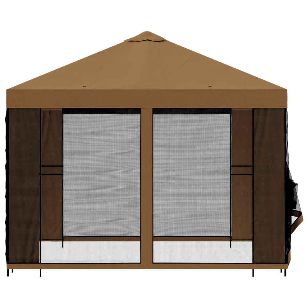 Produktbild för Trädgårdsgazebo med sidoväggar 3 x 3 m Beige Polyester och Stål