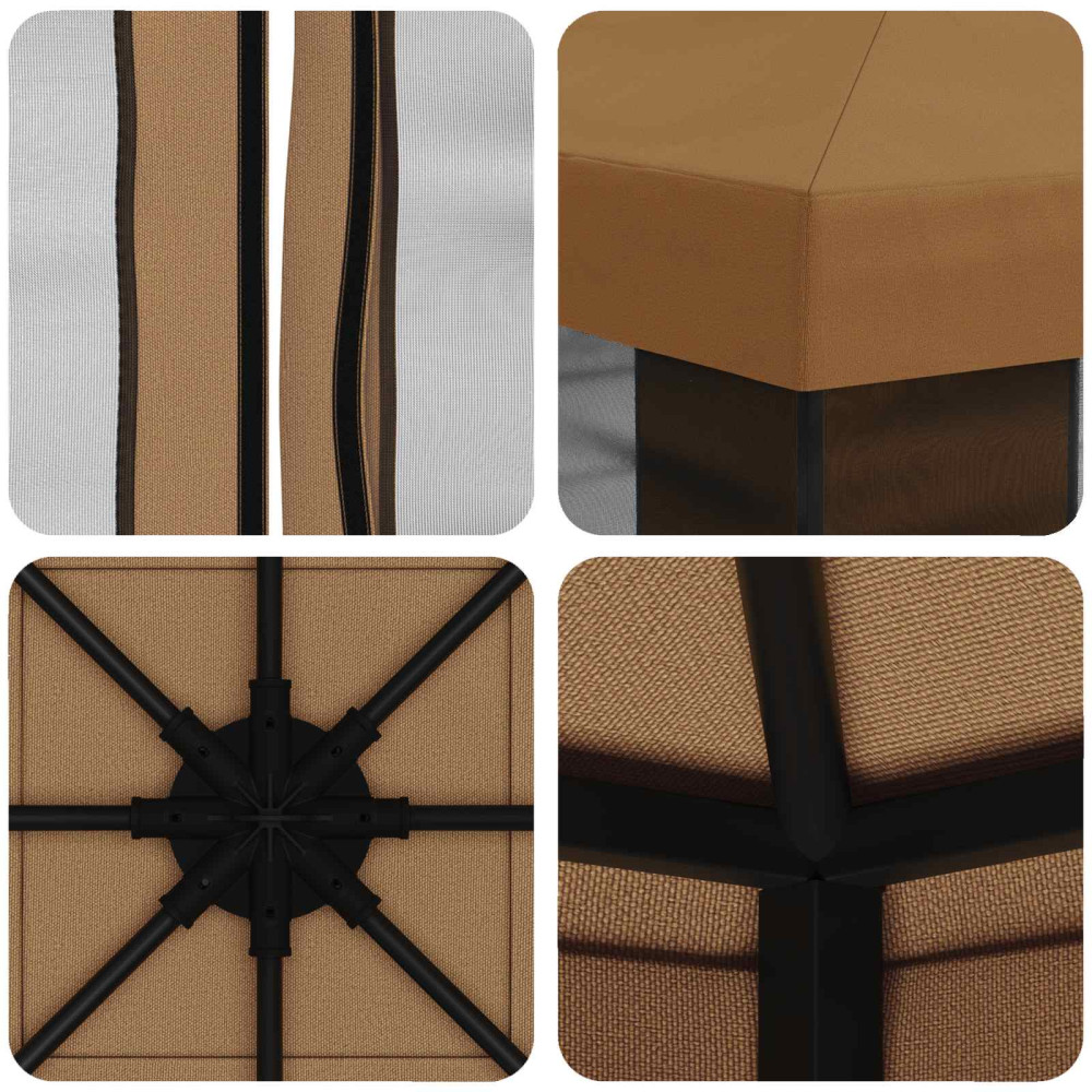 Produktbild för Trädgårdsgazebo med sidoväggar 3 x 3 m Beige Polyester och Stål