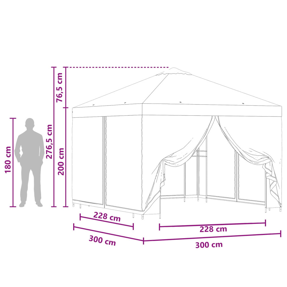 Produktbild för Trädgårdsgazebo med sidoväggar 3 x 3 m Beige Polyester och Stål