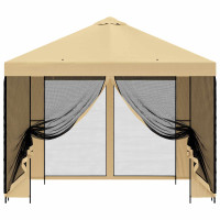Produktbild för Trädgårdsgazebo med sidoväggar 3 x 3 m Gräddvit