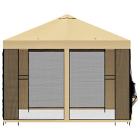 Produktbild för Trädgårdsgazebo med sidoväggar 3 x 3 m Gräddvit