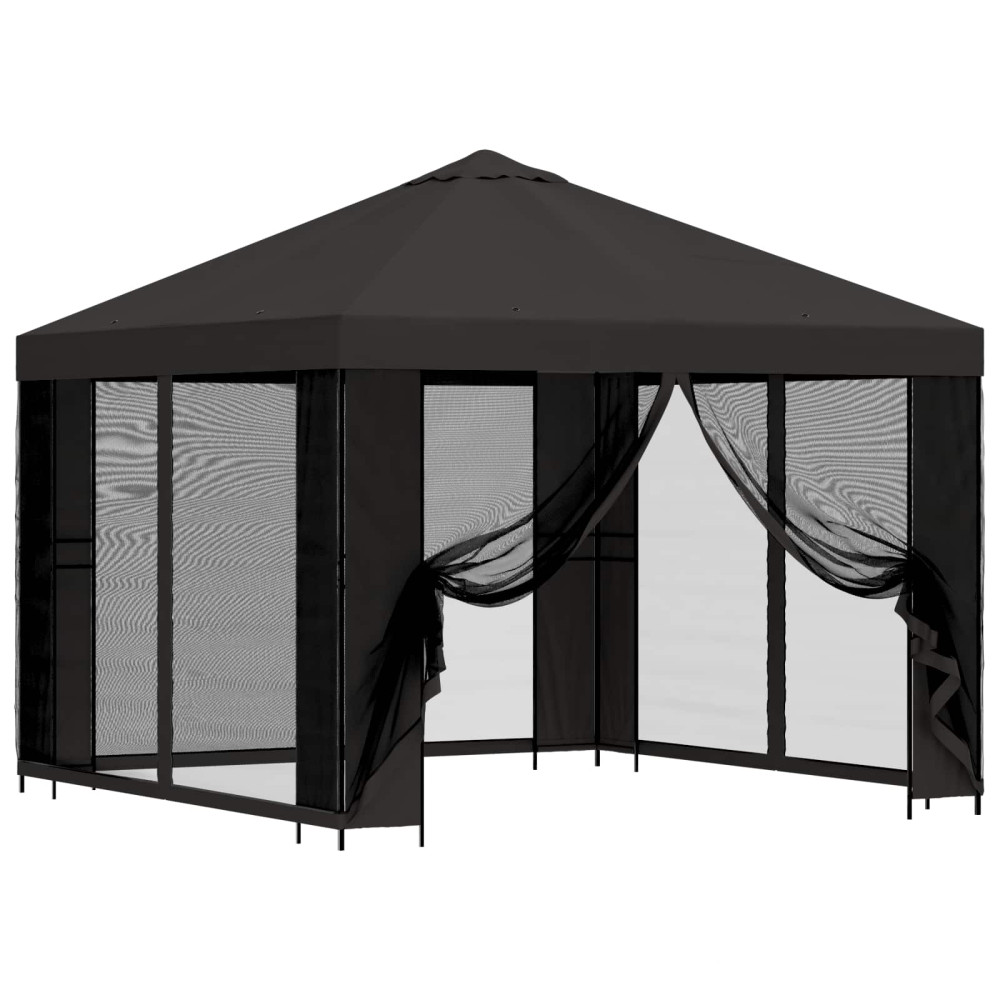 Produktbild för Trädgårdsgazebo med sidoväggar 3 x 3 m Antracit