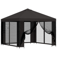 Produktbild för Trädgårdsgazebo med sidoväggar 3 x 3 m Antracit