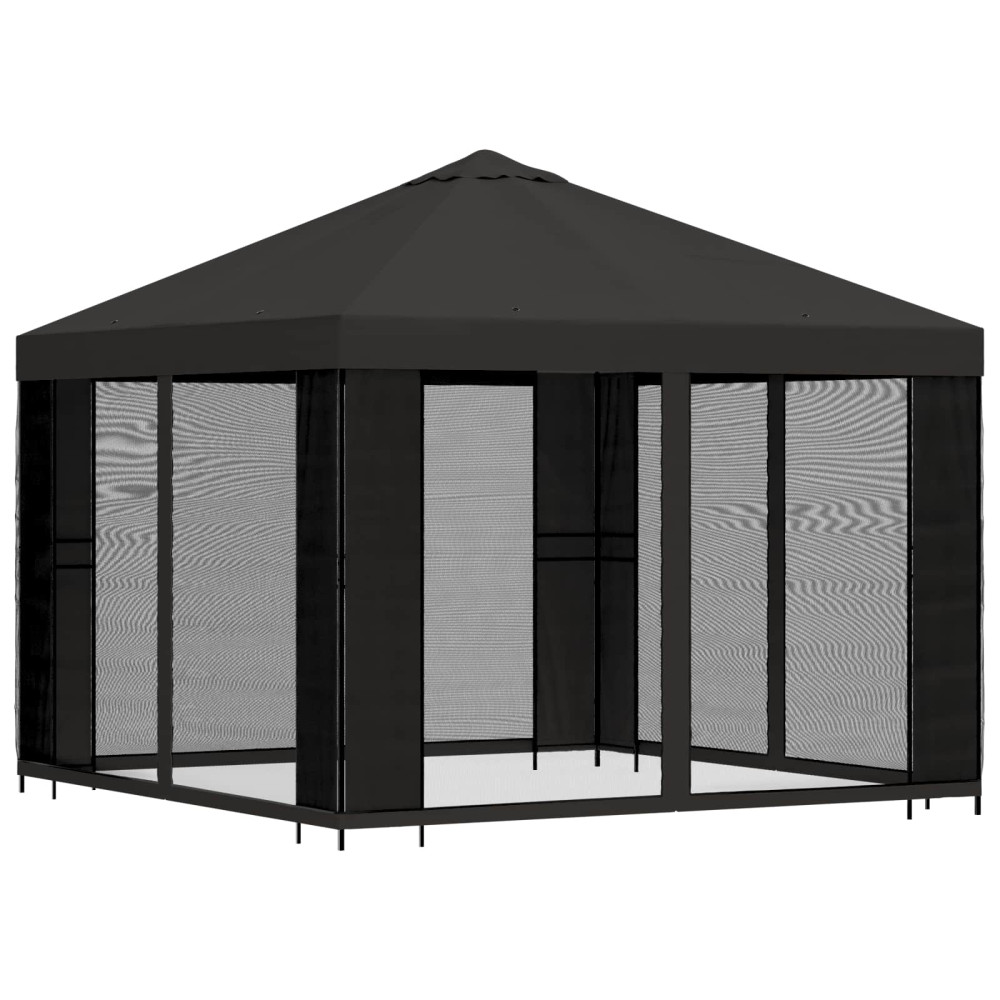 Produktbild för Trädgårdsgazebo med sidoväggar 3 x 3 m Antracit