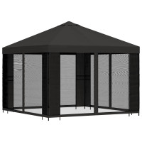 Produktbild för Trädgårdsgazebo med sidoväggar 3 x 3 m Antracit
