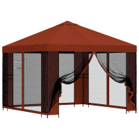 Produktbild för Trädgårdsgazebo med sidoväggar 3 x 3 m Terracotta