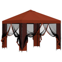 Produktbild för Trädgårdsgazebo med sidoväggar 3 x 3 m Terracotta