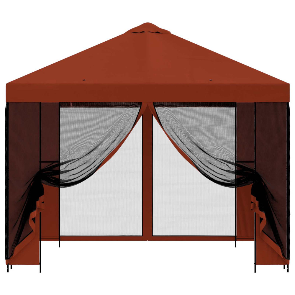 Produktbild för Trädgårdsgazebo med sidoväggar 3 x 3 m Terracotta