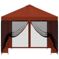 Produktbild för Trädgårdsgazebo med sidoväggar 3 x 3 m Terracotta