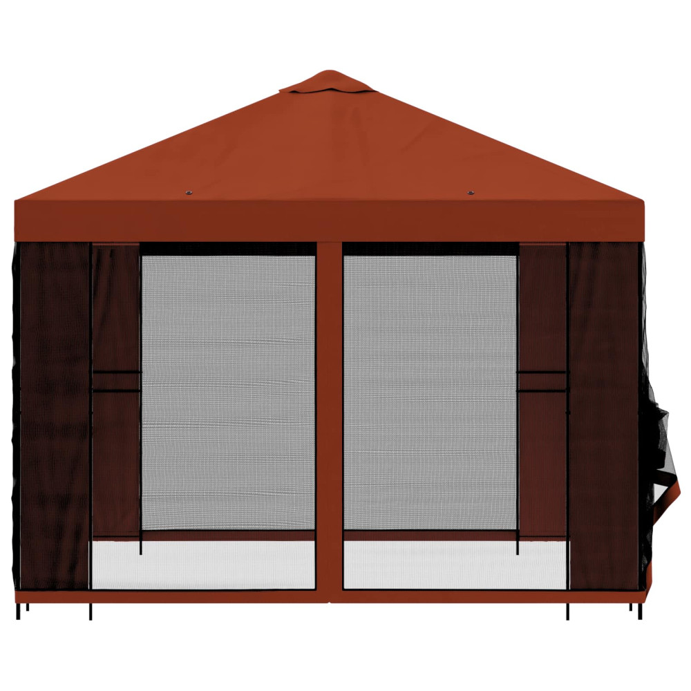Produktbild för Trädgårdsgazebo med sidoväggar 3 x 3 m Terracotta